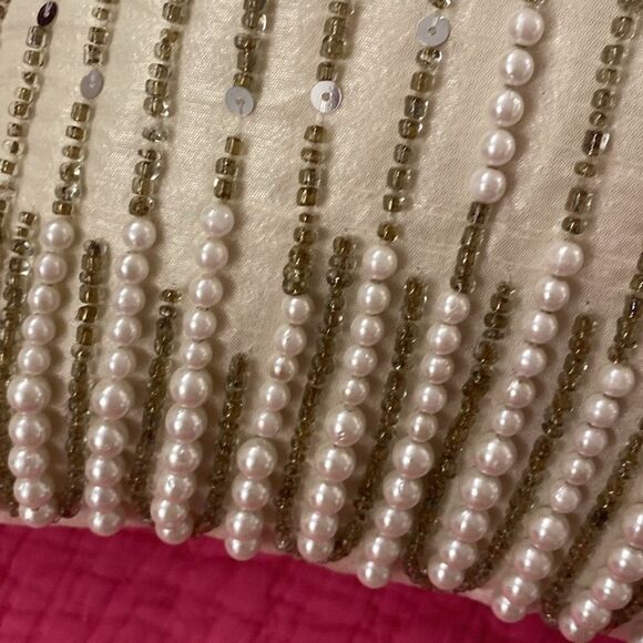 Z Gallerie Elegant Cream Pillow with Pearl Accents - Picture 3 of 7